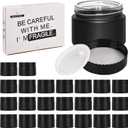 2 oz Glass Jars with Lids, Round Airtight Cosmetic Jars with Inner Liners, Empty Containers for Lotions, Ointments, Candle Making, Creams, DIY Projects (24 Pack, Black Frosted)