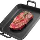 Onlyfire Pre-Seasoned Cast Iron Skillet, 12 Inch Square Steak Pan
Frying Pan, Nonstick Grill Surface, Dual Handles, For Grills, Oven and All Stovetops