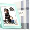2 x Green 5x7 Picture Frame,1 Pack, Fits 5x7 Photo or 4x6 with Mat, Acrylic Front & Durable ABS Frame, Shatterproof UV-Resistant Tabletop Display, Vertical/Horizontal Home Dcor Frame
