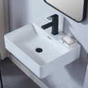 VAPSINT 20" X 17" Wall Mounted Bathroom Vessel Sink, Contemporary Porcelain Ceramic Wall Mount Floating Sink, Commercial Rectangular One Hole Wall Hung Sink for Small Bathroom Lavatory Vanity (White)