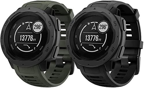 NotoCity for Garmin Instinct Band, Soft Silicone Replacement Watch Strap Compatible with Garmin Instinct/Solar/Tactical(Army Green,Black)