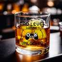 2 x New Dad Gifts, Dad Level Unlocked Whiskey Glass, Fathers Day Gift for New Father Men Husband Him from Wife Son, First Time Daddy Soon to Be Gifts, 10Oz (Transparent)