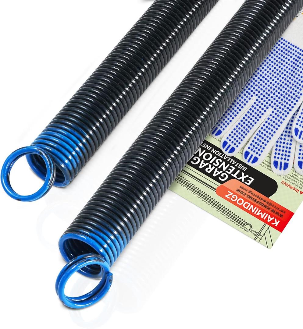 Pair of 90lb. Heavy Duty Garage Door Extension Springs Stretch Springs, 25" Long,Double Loop Ends, High Precision Electrophoresis Black Coated, MIN 16,000 Cycles, for 7ft High Garage Doors (90LB-Light Blue)