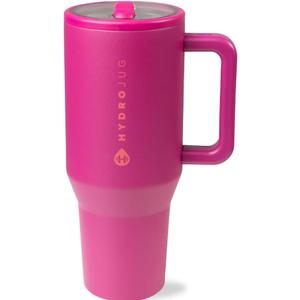 HydroJug Traveler - 40 oz Water Bottle with Handle & Flip Straw - Fits in Cup Holder, Leak Resistant Tumbler-Reusable Insulated Stainless Steel & Rubber Base - Gifts for Women & Men, Harvest Berry