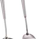 FJNATINH Wok Spatula and Soup Ladle Set - 304 Stainless Steel Wok Utensil Tools Set, 2 Pieces All Metal Cooking Kitchen Utensils,Chinese Wok Accessories for Cast Iron/Carbon Steel Wok