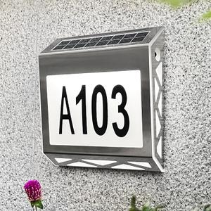 Lighted Address Signs for House,Solar House Number for Outside,Waterproof Solar Address Plaque with Dusk to Down Sensor for Yard Gate Mailbox Outdoor (Wall-Mounted) (Silver-wall 1PACK)