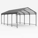 12' x 20' Metal Carport, Heavy Duty Canopy with Updated Roof & Enhanced Base, Multi-Use Carport Garage for Car, Truck, Boat, Tractors, Party, Grey