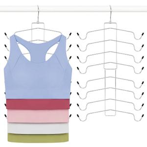 TOPIA HANGER 2 Pack Tank Top Hanger, 8 Layers Bra Hanger Space Saving, Sport Yoga Bras Holder, Closet Organizers and Storage for Camisoles Tank Tops Sports Yoga Bras Swimsuits, Silver CT79B