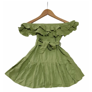 Offshoulder Kids Dress, No Brand, Small, Green