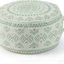 MOCOFO Unstuffed Round Pouf Covers Boho Colorful Geometric Ottoman Pouf Cover with Handle Design,Decoration Footstool for Living Room,Bedroom,Patio (Light Green,18x18x8)