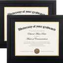 Upsimples 11x14 Diploma Frame Certificate Degree Document Frame with High Definition Glass, 8.5 x 11 with Mat for Wall and Tabletop, Black, 2 Pack