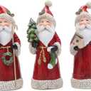 Hodao Santa Claus Decorative Figurine - Home Decor - Autumn Thanksgiving - Handcrafted - Perfect Choice for Christmas Home Decor and Indoor Holiday Display(3 PCS) (Red)