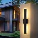 23.6inch Long Outdoor Modern LED Wall Light,24W Warm White 120V Wall Mount Lighting Fixture Black Wall Lights Porch Lights Wall Sconce for House, Long LED Linear Outside Lighting for Garage, Entryway