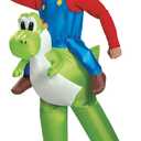 Disguise Adult Super Mario Bros Mario Ride On Yoshi Inflatable Costume | Video Game Riding On Costume for Men & Women