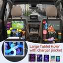 Backseat Car Organizer with Touch Screen, Kick Mats Back Seat Protector with 10 Storage Pockets, Car Seat Back Organizers Storage for Snacks, Drinks, Toy, Umbrellas for Kids Road Trip
