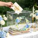 Acrylic Wedding Card Box with Slot, 10.2x5.5x10.2 Inch Clear Gift Card Box for Wedding Reception, Elegant Money Envelope Box for Baby Shower Bridal Shower Graduation Birthday Party Decor