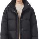 Womens Oversized Down Puffer Jacket, Winter Coat Stand Collar (Black, M)