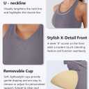 Women's Sports Bra Tank Top - Y-Back Racerback Padded Scoop Neck Crop Workout Top with Built in Pads (X-Large)