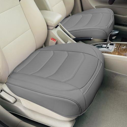 BOPUOVRE Car Seat Cover for Luxury & Comfort - PU Leather, Anti-Slip, Full Wrap Protection with Storage Pocket for Bottom Cushion - Universal Fit for 95% of Vehicles (Gray,2 Piece)