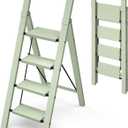 Mayi Plus 4 Step Ladder, Lightweight Folding Step Stool with ConvenientHandgrip, Aluminum 330lbs Capacity Step Ladder forOffice,Household,Kitchen,Library(Green)