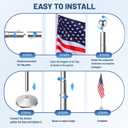 Indoor Flag Pole Kit with Weighted & Thickened Base 6-8FT,Stainless Steel Commercial Indoor Flagpole for Office School City Hall,Heavy Duty Indoor Telescoping Flag Pole,Silver 1 Pack