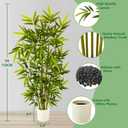 Warmplants Artificial Bamboo Tree, 5ft Tall Fake Bamboo Plant with White Planter, Faux Trees with 5 Trunks and Lifelike Leaves for Indoor Outdoor Home Office Dcor