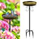 Daoeny 35In Metal Bird Bath for Outside, Vintage Bird Bath Bowl, Detachable Birdbath & Birdfeeder with 5 Prongs Base Stake, Bird Baths for Outdoors Garden Yard Lawn Decor (Antique Golden)
