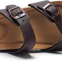 Torotto Boys Girls Sandals with Cork Footbed Adjustable Buckle Casual Flip Flops Sandals Open Toes Flat for Kids Toddler (13.5 Little Kid, Brown)