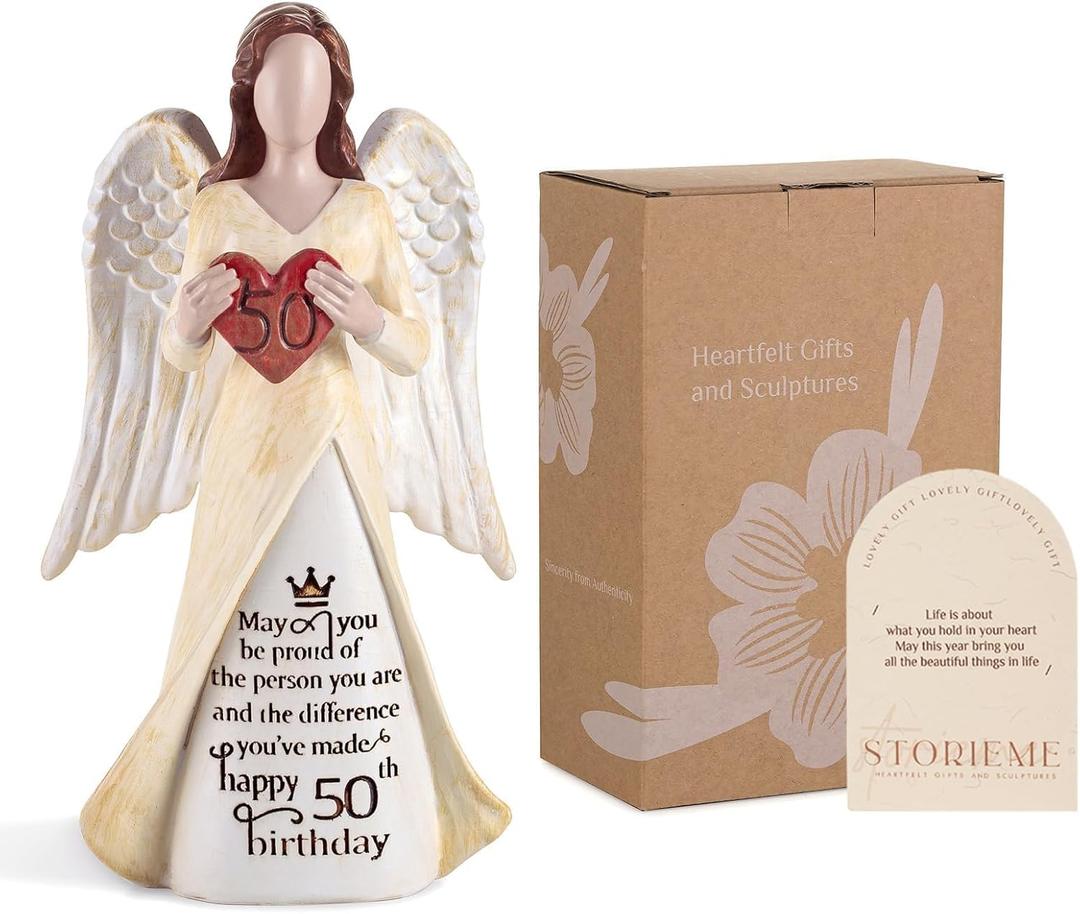 50th Birthday Gift for Women: Angel Figurines for Mom, Best Friend, Sister, Wife, Daughter - Unique 50 Years Old Present