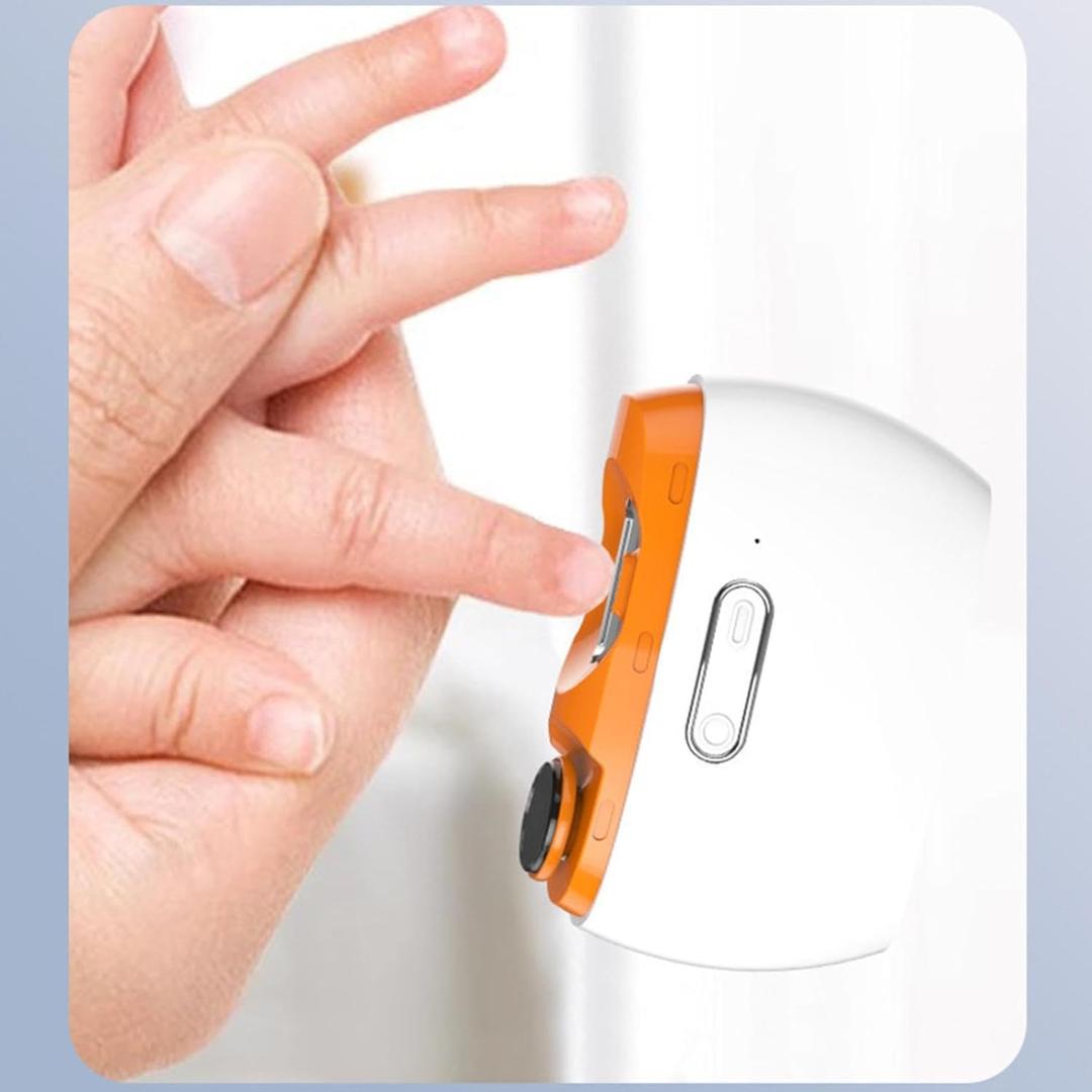 Electric Nail Clipper, 2-in-1 Cutting and Grinding Automatic Nail Clipper, 2-Speed Electric Nail Trimmer with LED Light for Babies, Kids, Adults, Elderly (Orange)