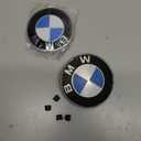 German Luxury Car Emblem Kit - 82mm & 74mm UV-Resistant Badges for Hood/Trunk | Compatible with E46, F30, G20, E60, X3/X5 (2000-2023) | Glossy ABS No-Drill Install with - 4 Grommets (Blue White)