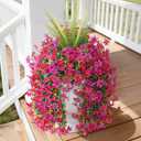 Artificial Fake Flowers Plants for Outdoor Decoration,3 Pcs Faux Hanging Flowers with Boston Ferns Spring Summer Decor,UV Resistant Realistic Fake Silk Flowers for Planter Balcony Yard Porch Garden