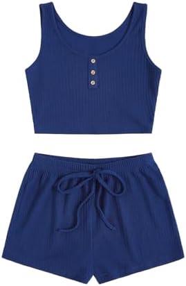 SOLY HUX Women's Button Front Ribbed Knit Tank Top and Shorts Pajama Set Sleepwear Lounge Sets Size XS SOLY HUX Women's Button Front Ribbed Knit Tank Top and Shorts Pajama Set Sleepwear Lounge Sets Size XS