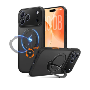 360° Spin Magnetic Stand for iPhone 17 Pro Case, Fit for MagSafe, All Around 4X Military-Grade Protection, Full Camera Protection,Anti-Slip Slim Phone Case for iPhone 17 Pro 6.3", Midnight Black