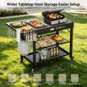 Grill Cart, 19 inch,3 Tier Foldable Grill Table with Wheels 500 Lb