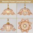 1 Piece Vintage Chandelier Light Fixture with Amber Glass Shade,Matte Antique Brass Finish Pendant Light,Hanging Light for Dining Room,Hallway,Living Room,Bedroom