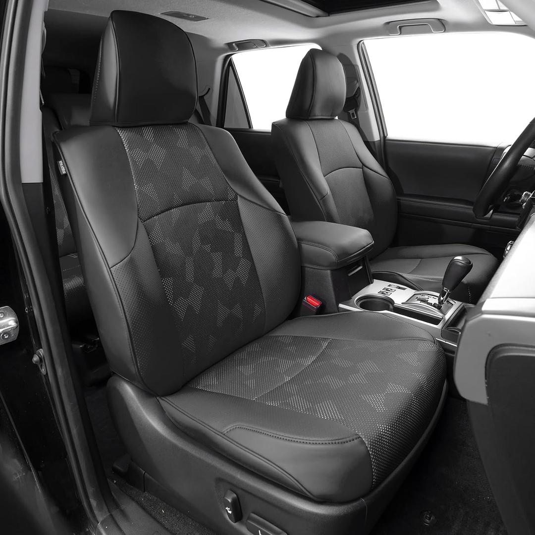 Fit for Toyota 4Runner 2010-2024(5th) Seat Covers,Custom Automotive Seat Covers Front & Rear Seat Covers Full Set,Full Coverage Luxury Leather Seat Covers for SUV (2-Row,5 Seats Model Only - Black)