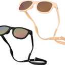 Polarized Baby Sunglasses With Strap - Unbreakable Flexible Infant Sunglasses For Toddlers Newborns 0-24 Months (Peach & Black Bundle)