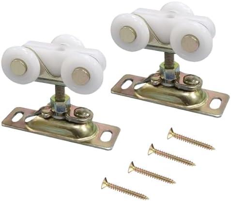 3/4 Inch Sliding Pocket Door Rollers Assembly, Sliding Door Wheels Replacement Part with Top Hanger for Johnson Part Hardware Kit, Sliding Door Hardware Kits for Bypass, Closet Doors