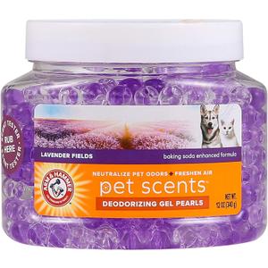 Arm & Hammer Air Freshener Gel - Pet Odor Eliminator with Baking Soda - Odor Absorbing Gel Beads for Cats & Dogs - Pet Deodorizer and Air Neutralizer for Home - Natural Freshness Lavender Fields 12 oz