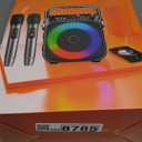 Karaoke Machine, Portable Bluetooth Speaker with 2 Wireless Microphones for Adults & Kids with Lights, Karaoke Microphone with PA System Supports USB/TF/REC/FM/AUX for Home Party Home System Packages (Black)