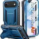 FNTCASE for iPhone Air Phone Case: Military Grade Drop Proof Protection Mobile Cover with Kickstand | Matte Textured Rugged Shockproof TPU | Protective Sturdy iPhone Air Cases 2025 - Blue