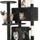FDW | 54" Cat Tree Tower | Dark Gray | Multi-Level Indoor Activity Center with Sisal Scratching Posts, Condos, Plush Perches, Hanging Cat Toys | Sturdy, Easy to Assemble | for Kittens & Adult Cats