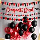 VitalCozy 4 Pcs 49.2 Feet Congrats Grad Banner Class of 2026 Graduation Party Decorations Congrats Grad Garland Triangle Flag Star Glitter Decor for College Graduation Party Supplies(Black and Red)