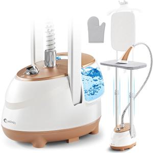HAPAIS Steamer for Clothes,1800W Standing Garment Steamer 30s Heat-up with Adjustable Stable Double Rod,2-in-1 Flat & Hanging Ironing,Clothes Steamer with 10 Fabric Steam Modes