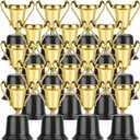 24 Pack Gold Award Trophy, 5 Inch Plastic Golden Mini Trophies Cup For Halloween Party Favors, Kids Classroom School Rewards, Competition Or Celebration Awards Props, Sports Tournament Winning Prizes