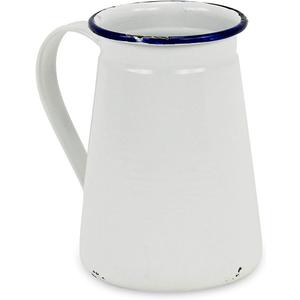 Cheung's Lacquered White Jug with Blue Rim Decor Table Dcor