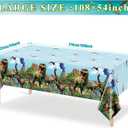 Tiamon Dinosaur Tablecloth Dinosaur Party Table Covers Plastic Tablecloth for Birthday Party Picnic Supplies 54 x 108 Inch(Blue, 6 Pcs)