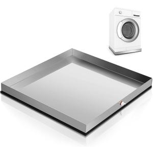 Tandefio 28" x 30" x 2.5" Washing Machine Drain Pan Washing Machine Tray for Floor Protection Heavy Duty 304 Stainless Steel Dishwasher Leak Pan with Drain Hole and Anti-slip Bottom Pad