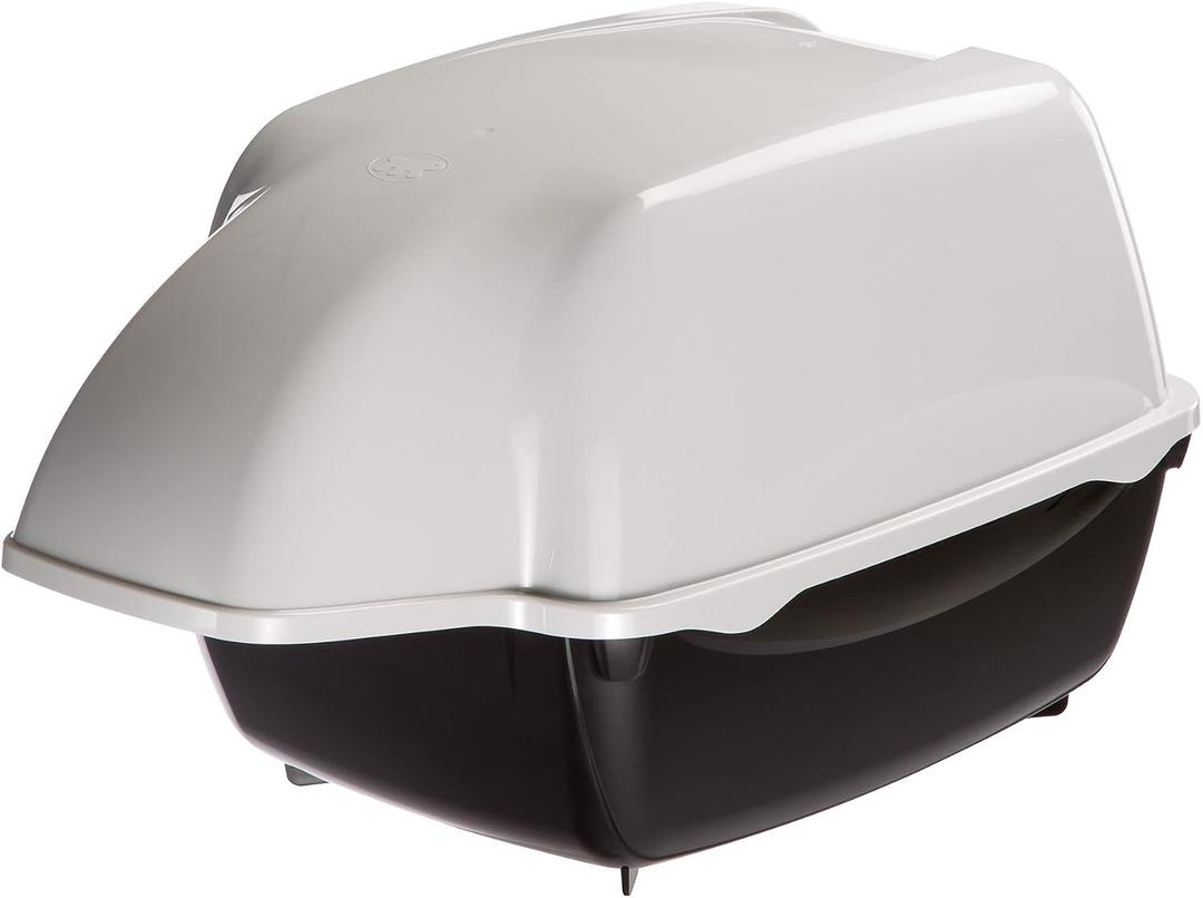 Ferplast Cosmic Outdoor Cat Litter Box - Waterproof Dog-Proof Cat Toilet with Tunnel Entry, High-Sided Base for Litter Containment, Easy-Clean Design, Durable Thermoplastic Resin in Black
